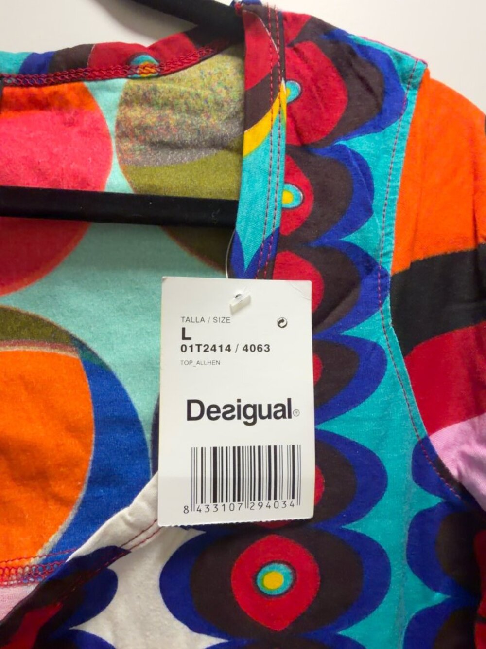 NWT Desigual Multicolor Graphic Long Sleeve Top Size L